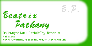 beatrix patkany business card